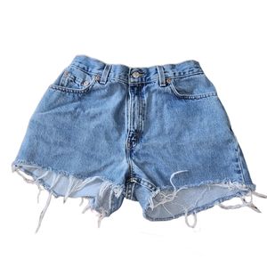 Vintage Levis Jean Shorts 550 Blue Jeans  Cut Off Light Blue Made USA Women's 10